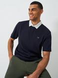 Crew Clothing Patchwork Short Sleeve Cotton Polo Shirt, Navy Blue