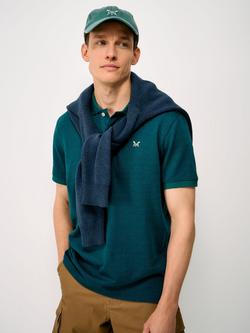 Crew Clothing Cotton Diamond Jacquard Polo Top, Teal, Teal