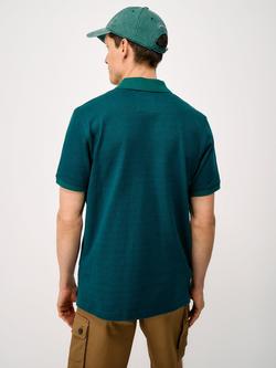 Crew Clothing Cotton Diamond Jacquard Polo Top, Teal - view 2, Teal
