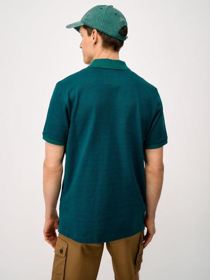 Crew Clothing Cotton Diamond Jacquard Polo Top, Teal - view 2, Teal