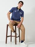 Crew Clothing Patchwork Short Sleeve Cotton Polo Shirt, Dark Blue