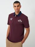 Crew Clothing Patchwork Short Sleeve Cotton Polo Shirt, Burgundy Red
