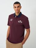 Crew Clothing Patchwork Short Sleeve Cotton Polo Shirt, Burgundy Red