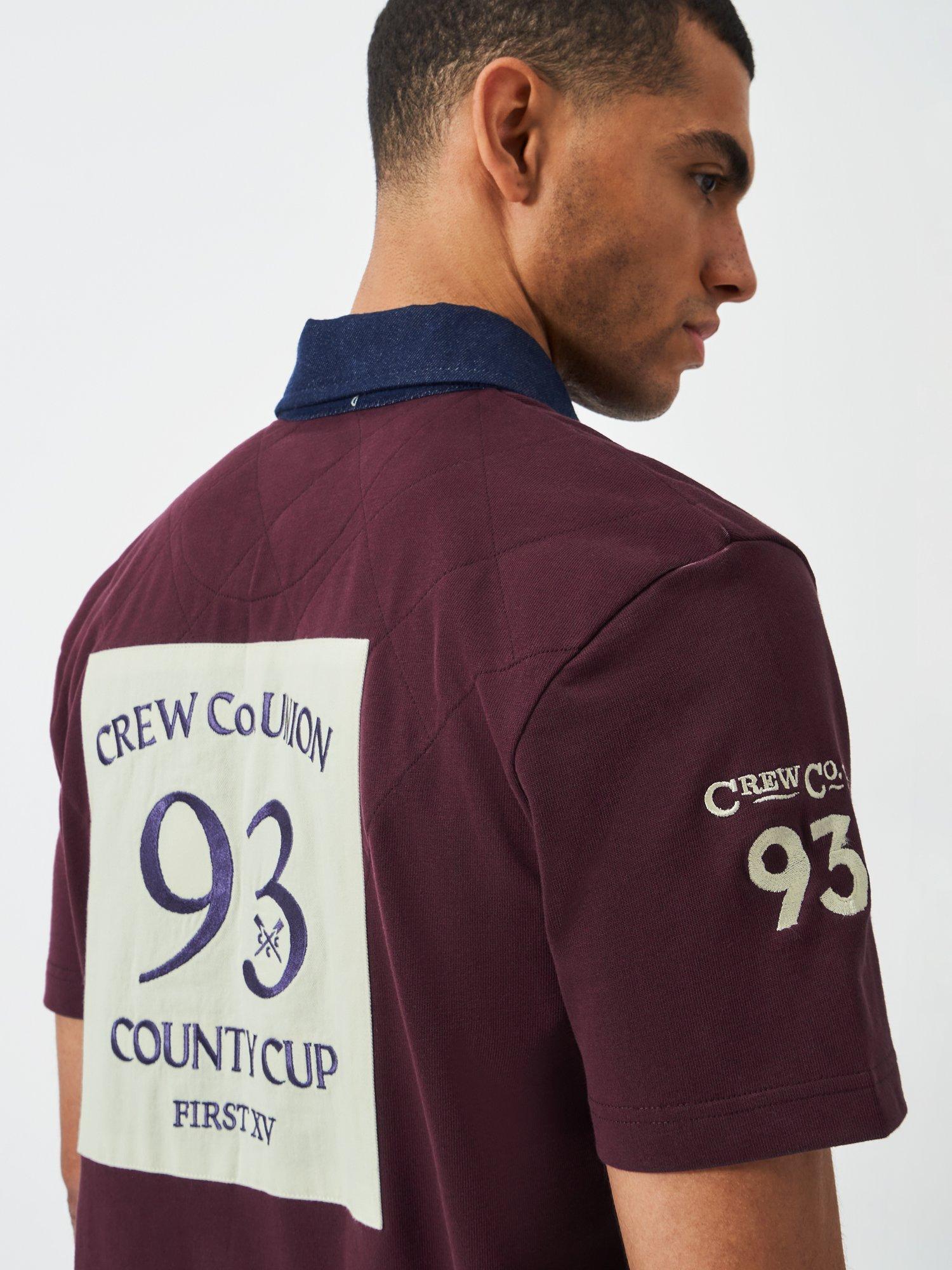 Product image 5 of 6, which shows Crew Clothing Patchwork Short Sleeve Cotton Polo Shirt, Burgundy Red, L