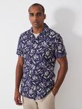 Crew Clothing Linen Blend Regular Fit Floral Shirt, Navy Blue