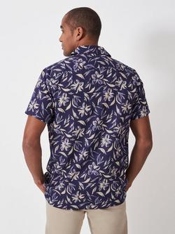 Crew Clothing Linen Blend Regular Fit Floral Shirt, Navy Blue - view 2, Navy Blue