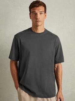 Reiss Tate Washed Cotton Crew Neck T-Shirt, Black, Black