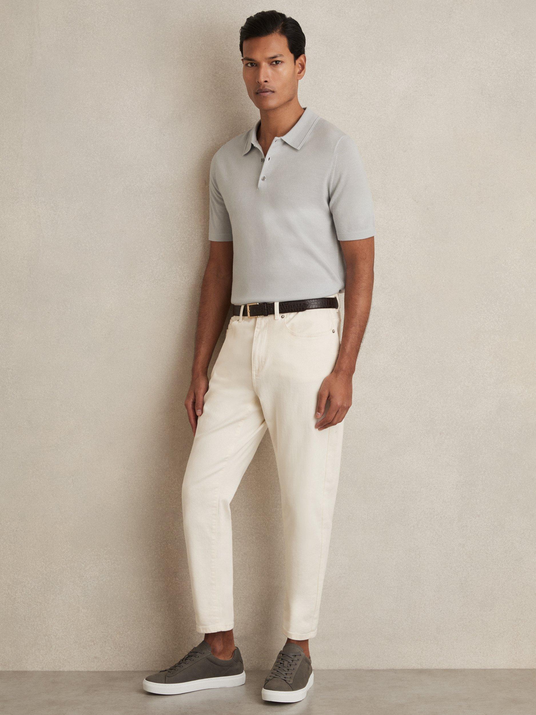 Product image 4 of 5, which shows Reiss Manor Wool Polo Shirt, Mid Blue, XS