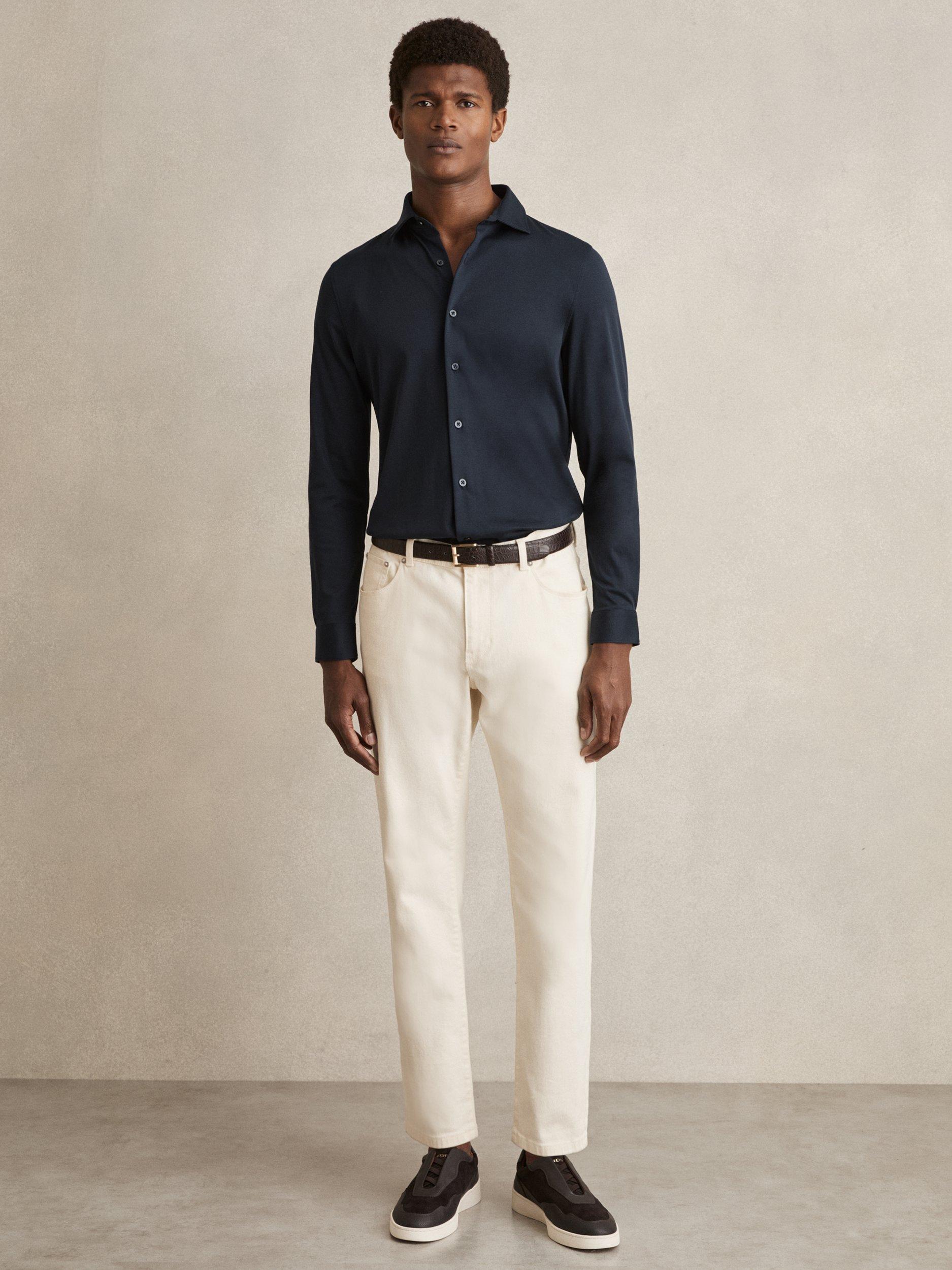 Product image 4 of 5, which shows Reiss Duke Cotton Relaxed Fit Shirt, Navy, XS