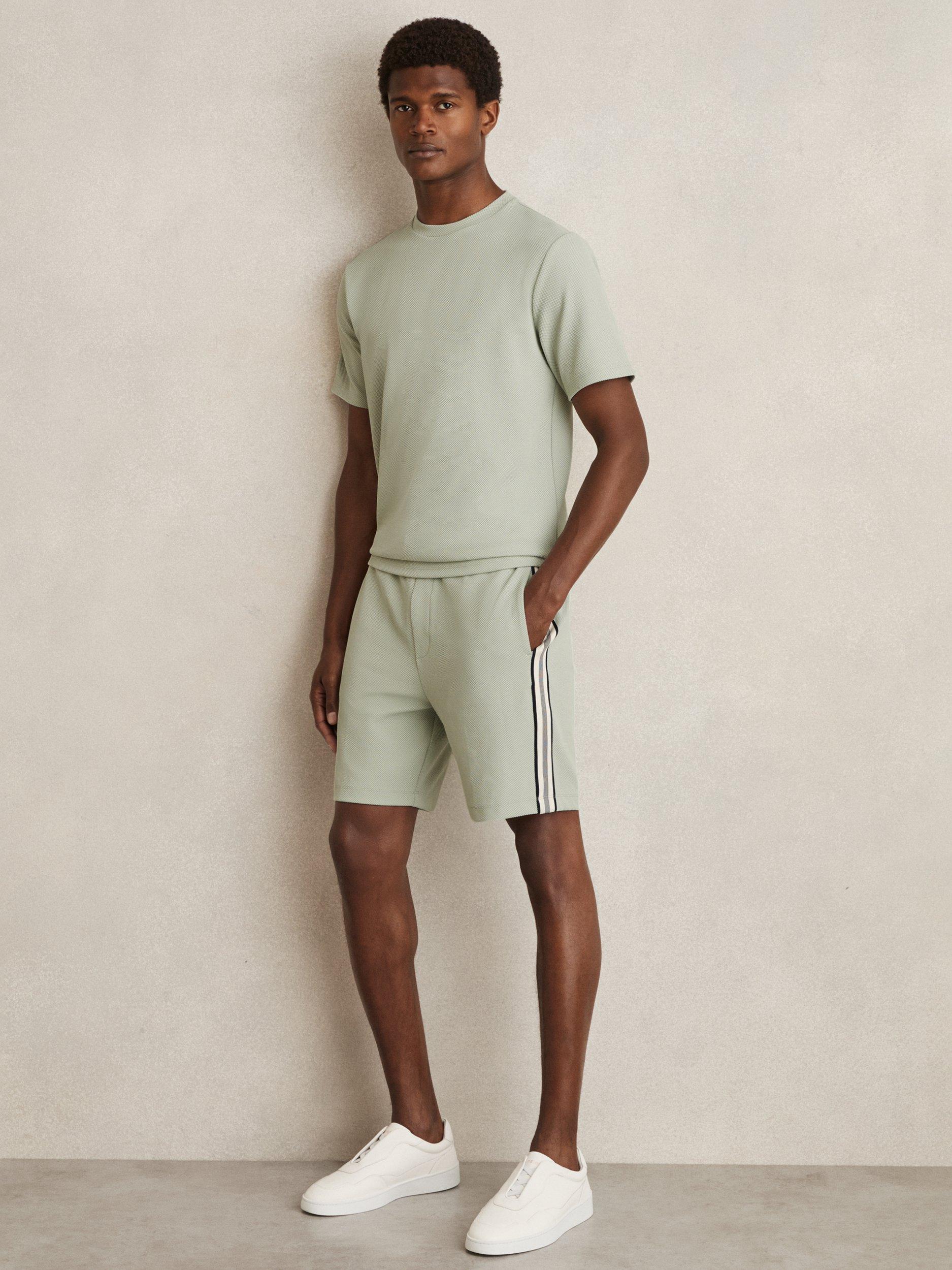 Product image 1 of 5, which shows Reiss Wick Textured Crew-Neck T-Shirt, Sage Green, XS