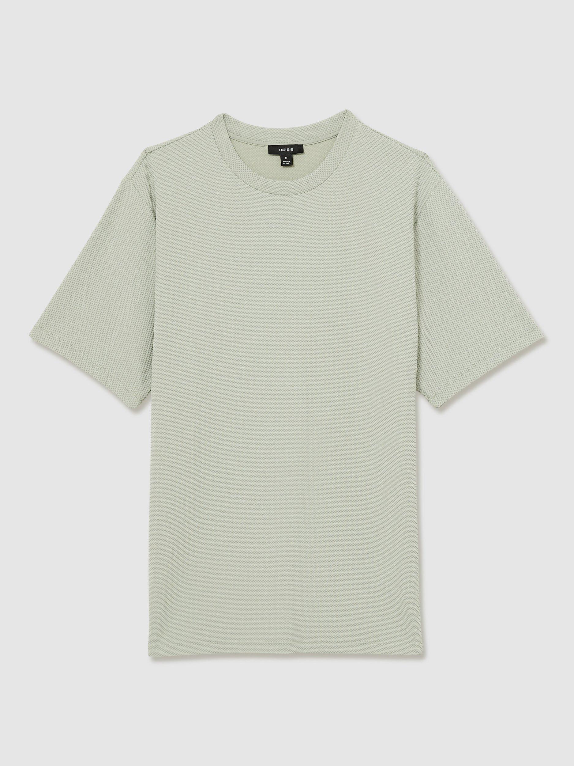 Product image 3 of 5, which shows Reiss Wick Textured Crew-Neck T-Shirt, Sage Green, XS
