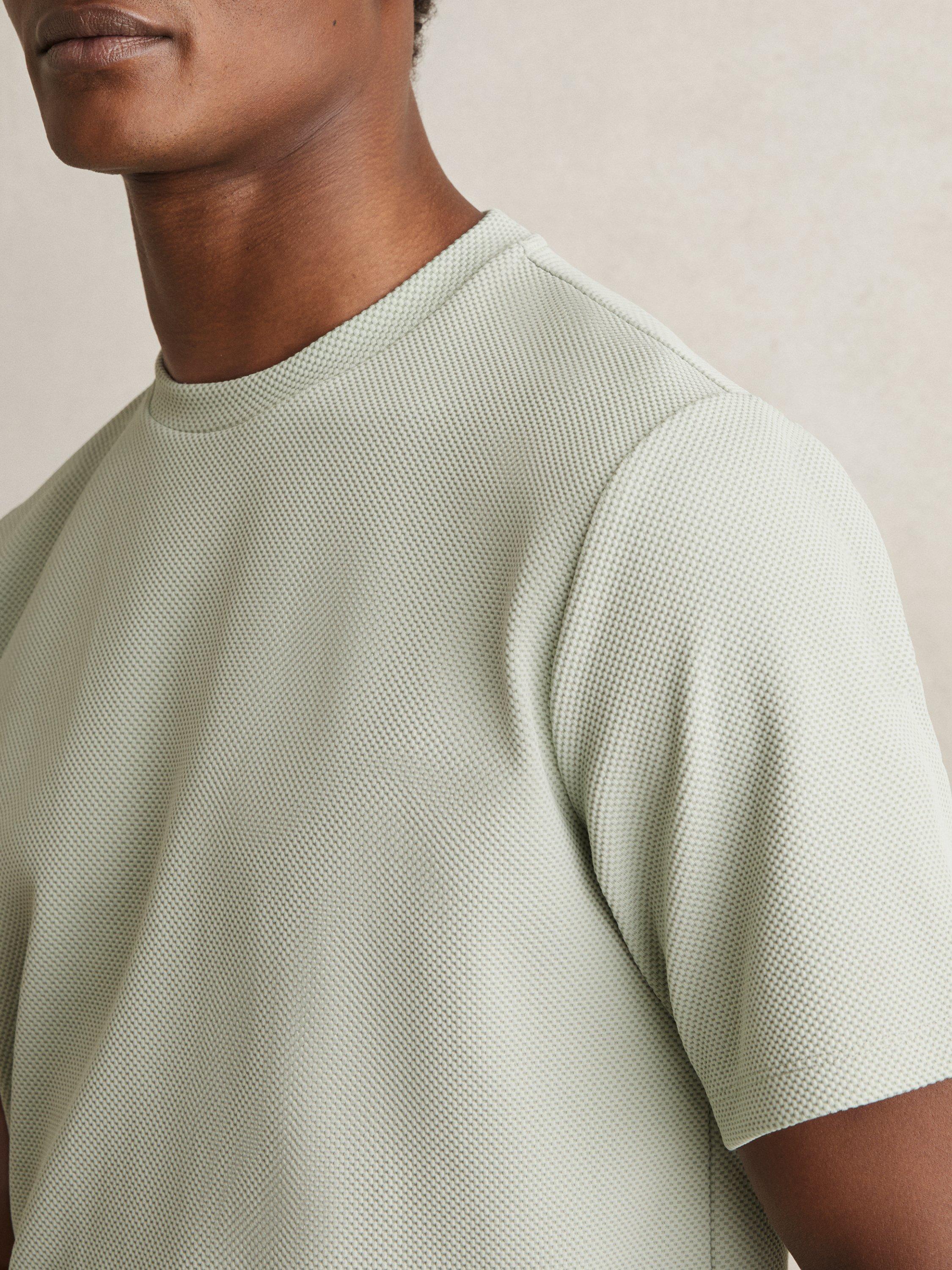 Product image 5 of 5, which shows Reiss Wick Textured Crew-Neck T-Shirt, Sage Green, XS