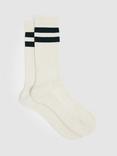 Reiss Henman Double Stripe Crew Socks, Green/Multi