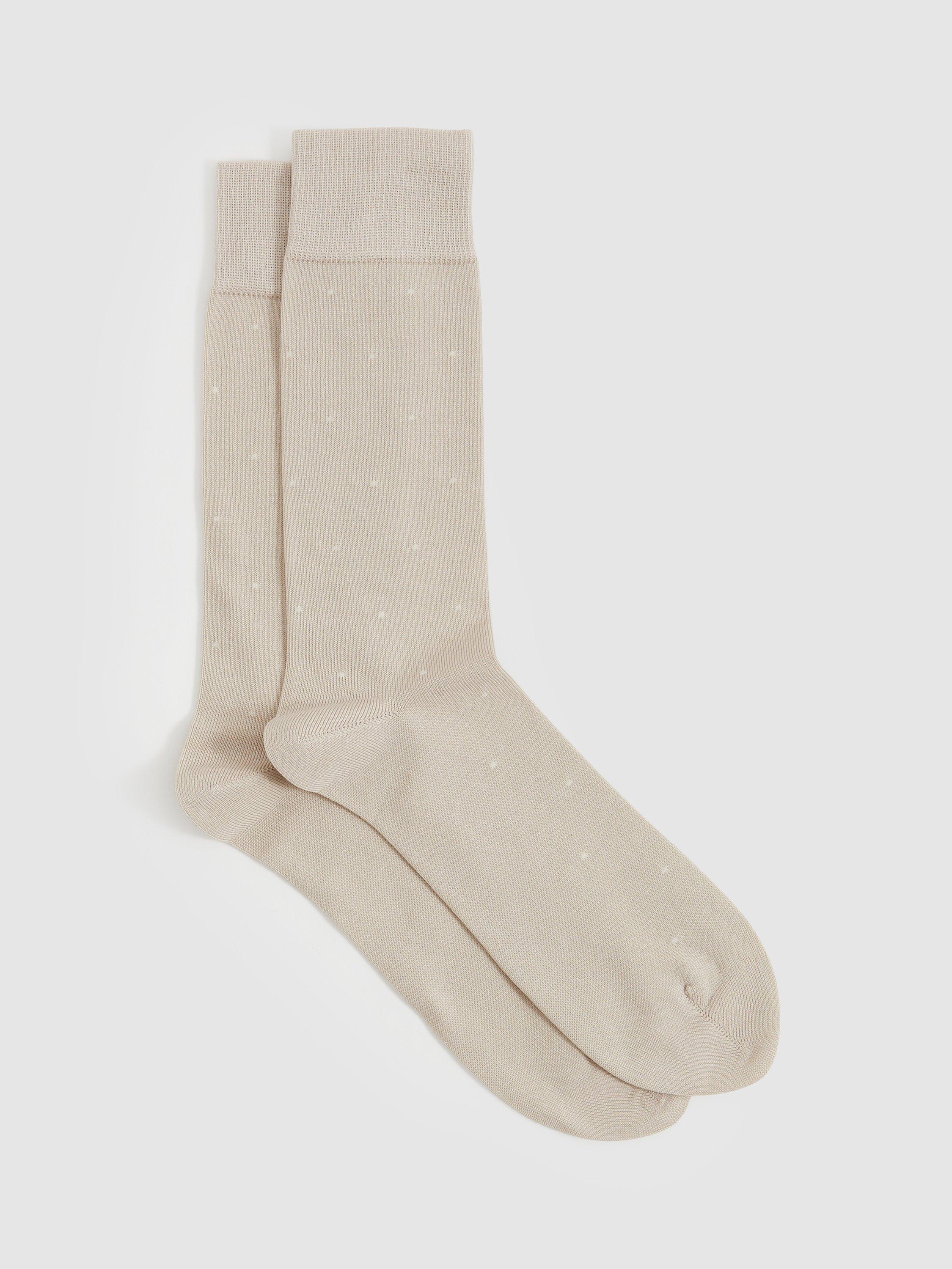 Reiss Mario Spot Crew Socks, Light Brown