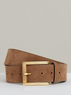 Reiss Rosie Roller Buckle Suede Belt, Tan, Tan