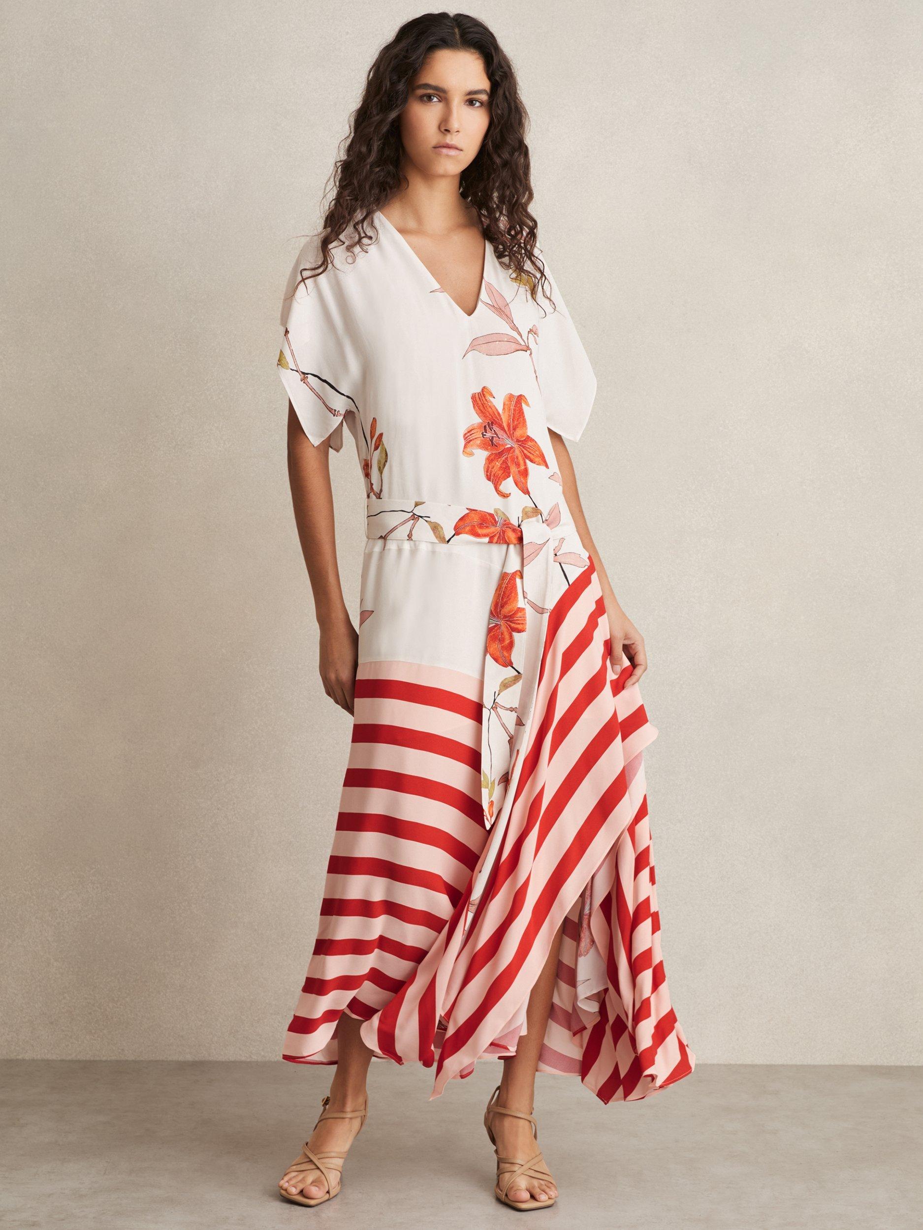 【海外限定】REISSワンピース☆Alicia Floral Stripe-Print Wove Reiss Alicia Floral Stripe Maxi Dress | Saks Fifth Avenue