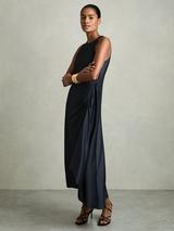 Reiss Zoey Drape Detail Dress, Teal