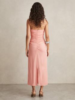 Reiss Izzy Ruched Bandeau Midi Dress, Pink - view 2, Pink