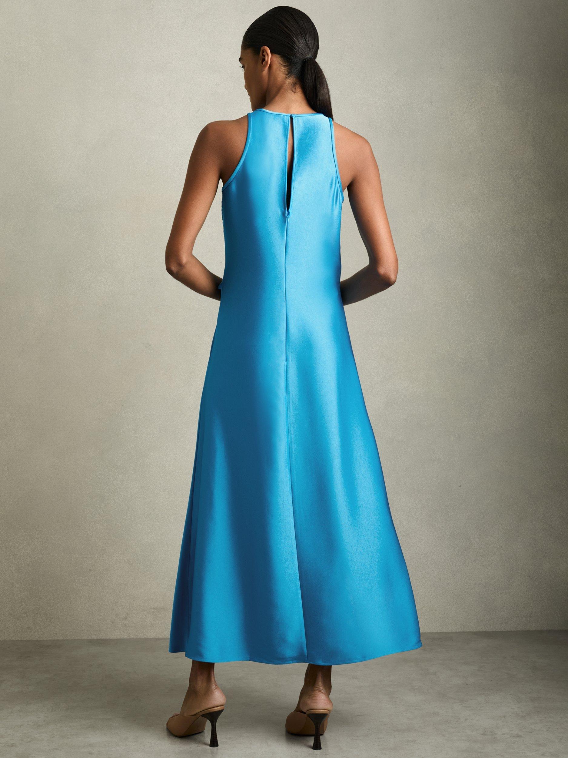 Product image 2 of 5, which shows Reiss Petite Micah Drape Dress, Blue, 14Pt