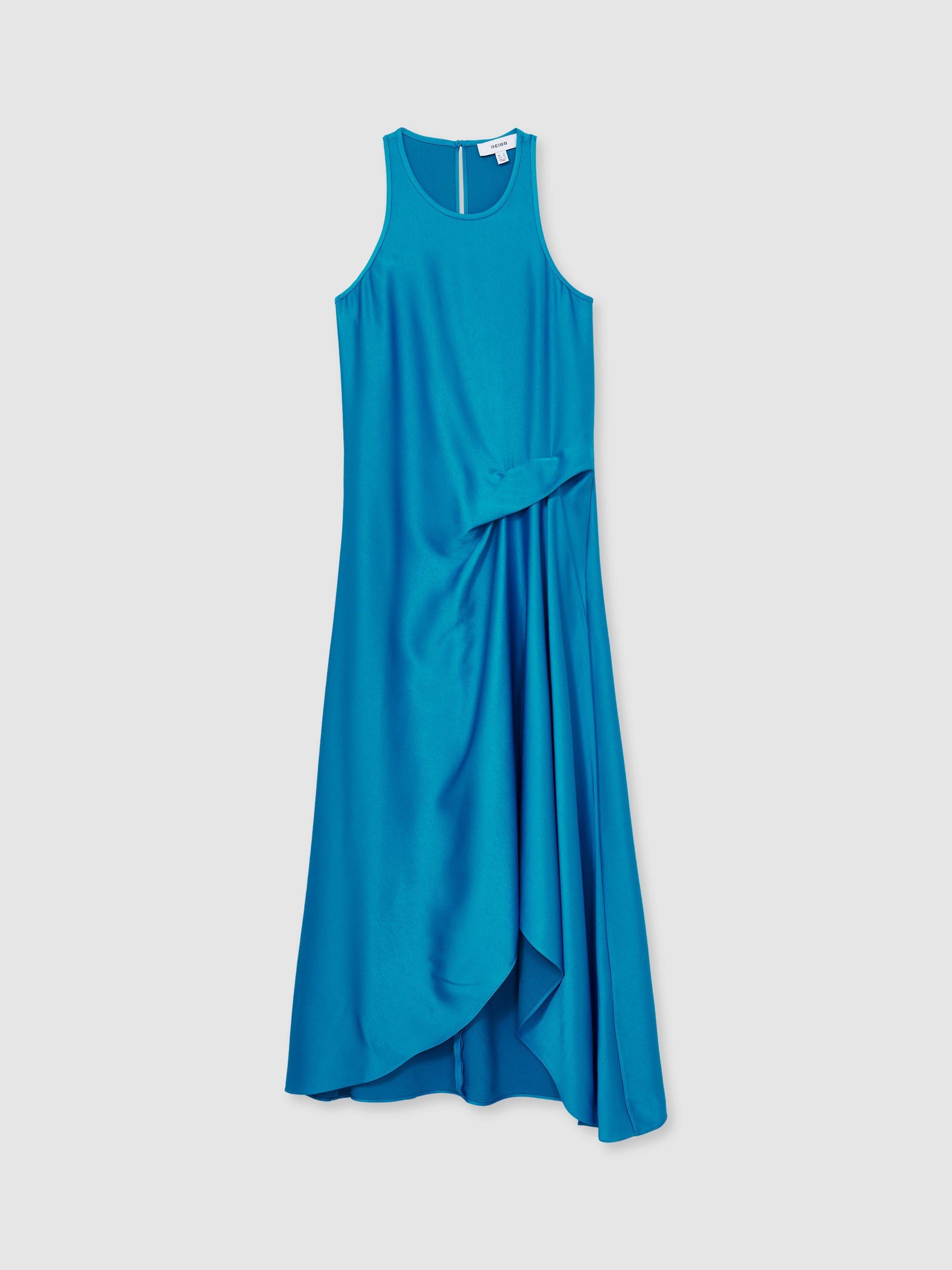 Product image 3 of 5, which shows Reiss Petite Micah Drape Dress, Blue, 14Pt