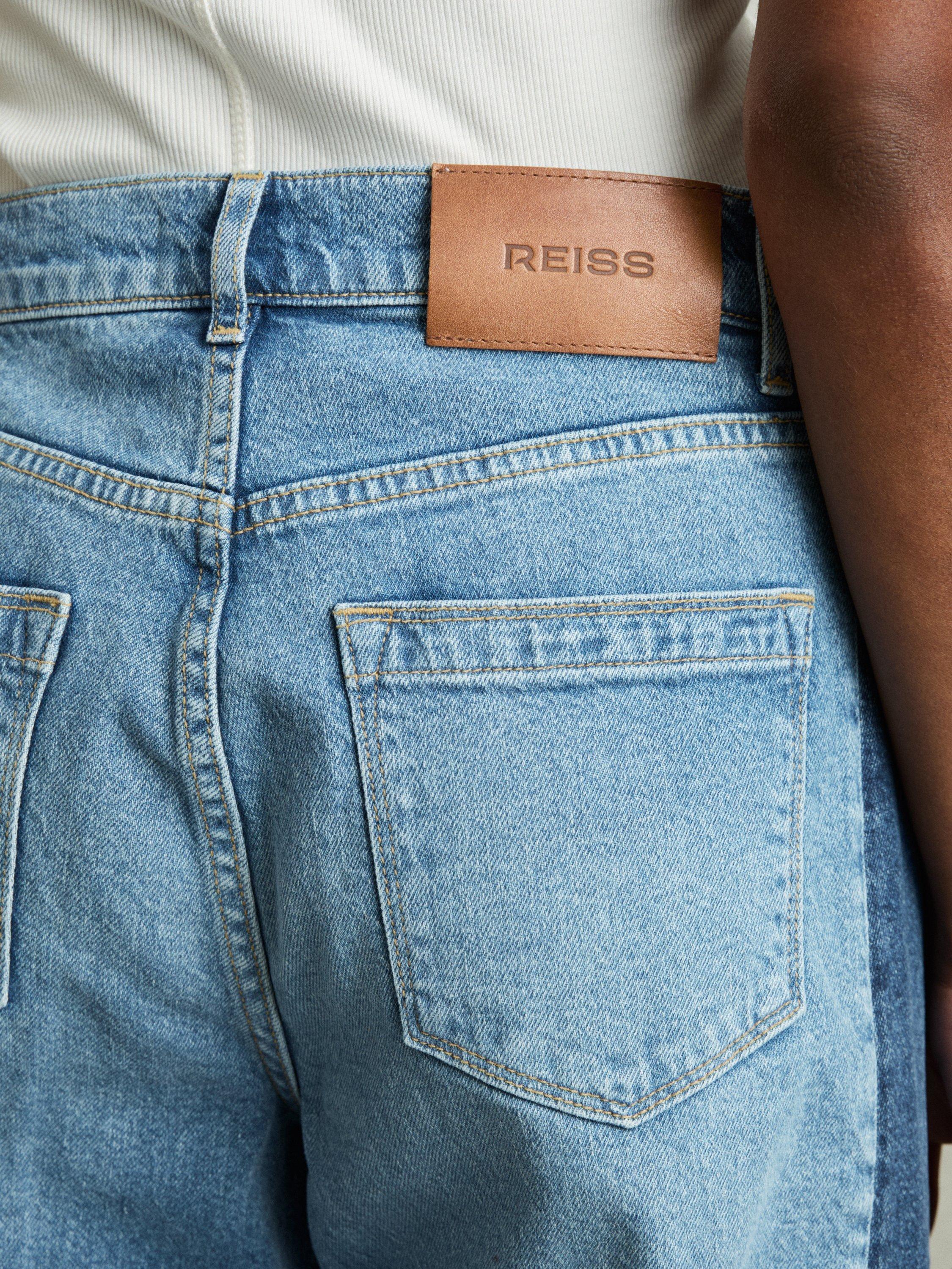 Product image 5 of 5, which shows Reiss Petite Briar Side Stripe Wide Leg Jeans, Blue/Multi, 26Pt