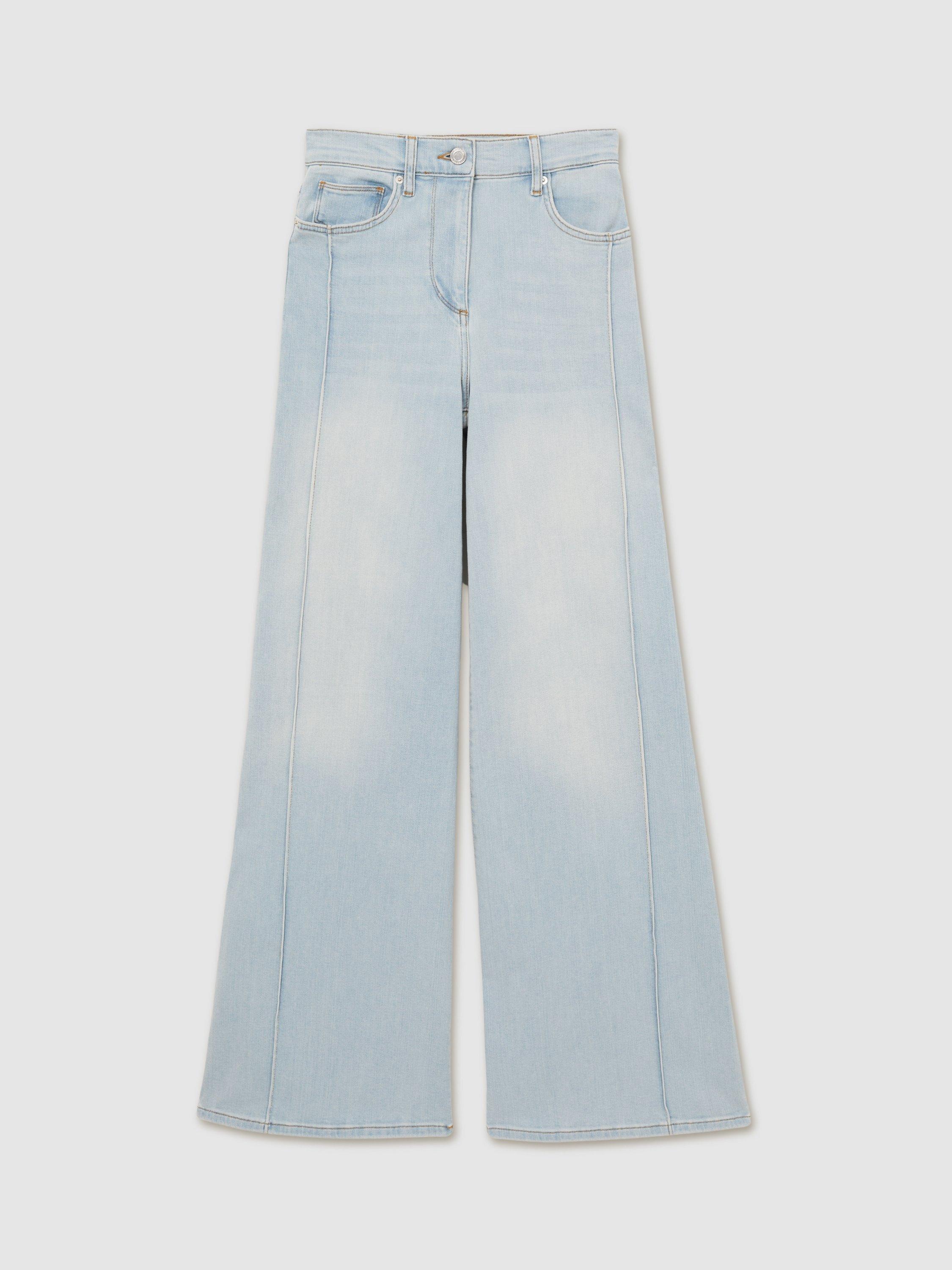 Product image 3 of 5, which shows Reiss Heather Mid Rise Loose Wide Leg Jeans, Light Blue, 24R