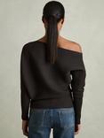 Reiss Lorna Ribbed Cold Shoulder Jumper, Chocolate Brown