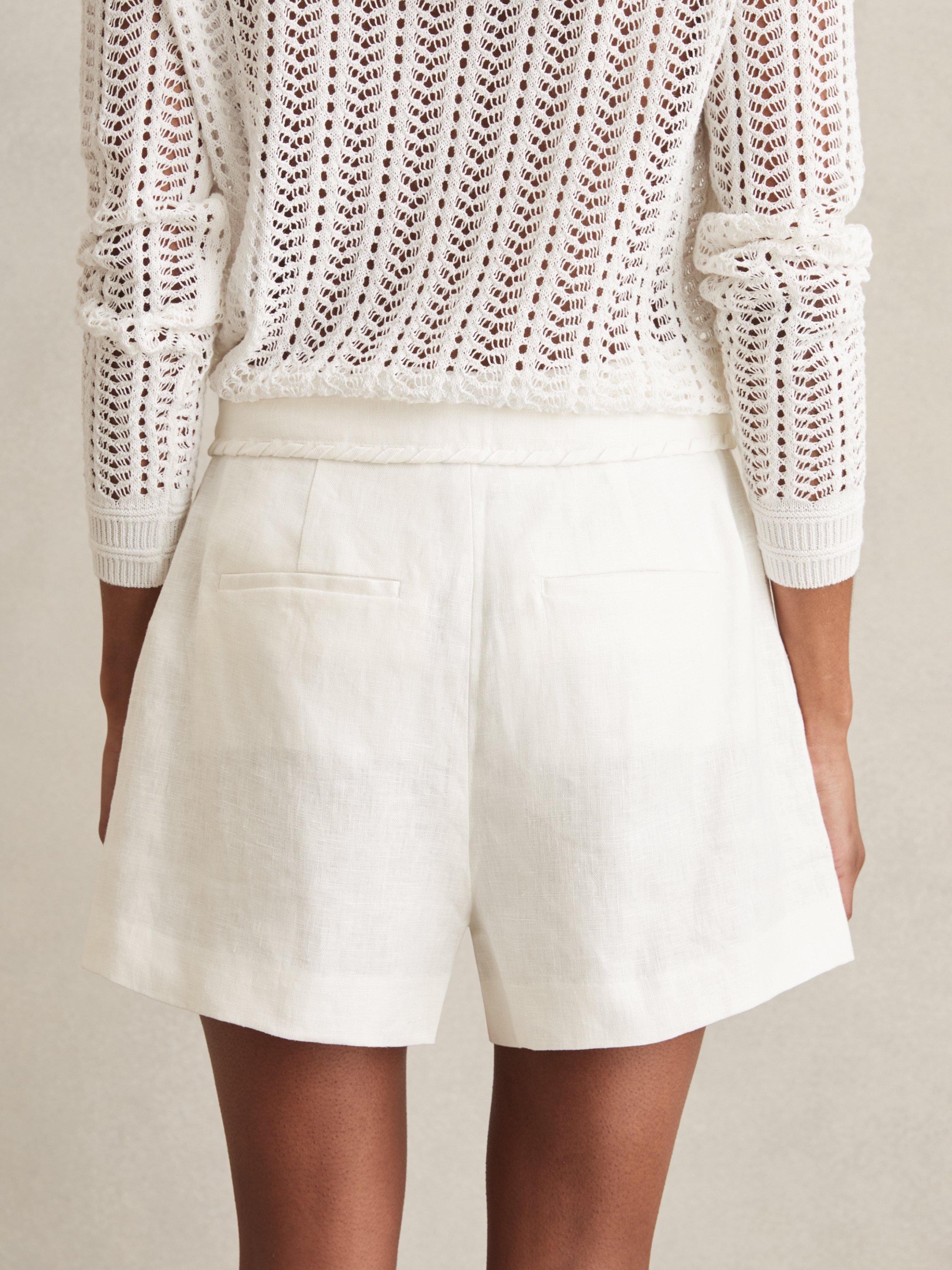 Product image 2 of 5, which shows Reiss Fawn Linen Shorts, White, 6R