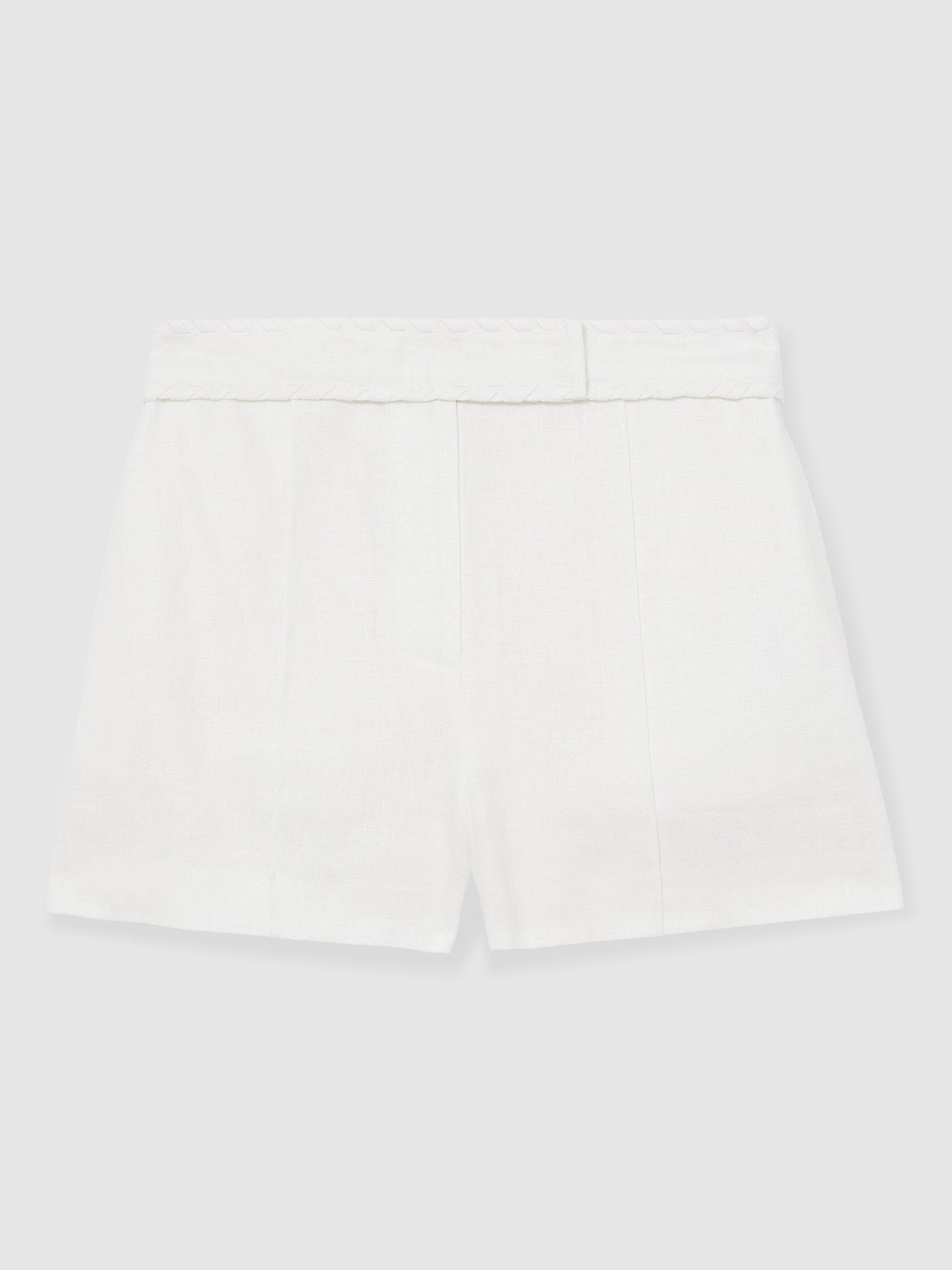 Product image 3 of 5, which shows Reiss Fawn Linen Shorts, White, 6R