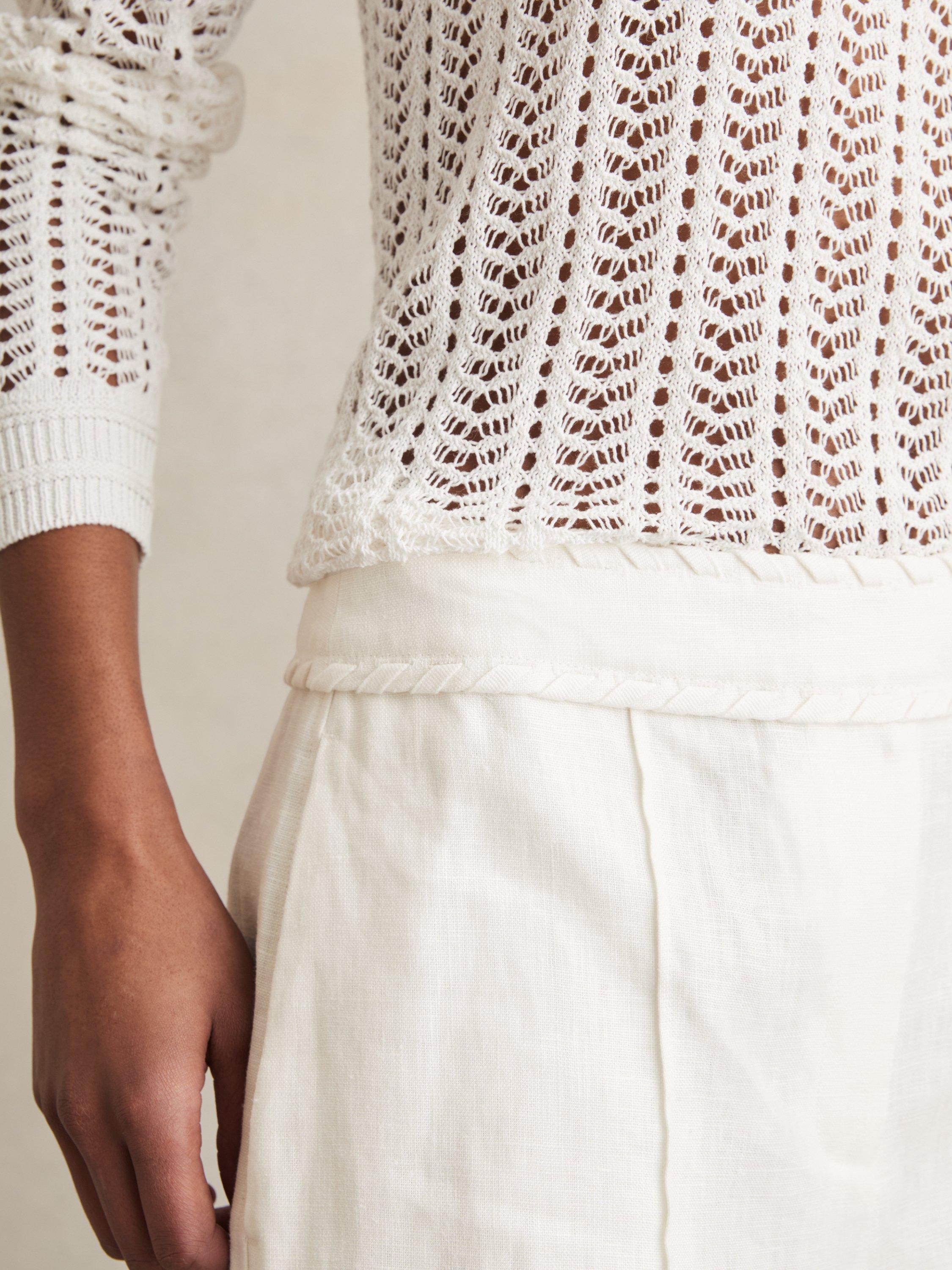Product image 5 of 5, which shows Reiss Fawn Linen Shorts, White, 6R