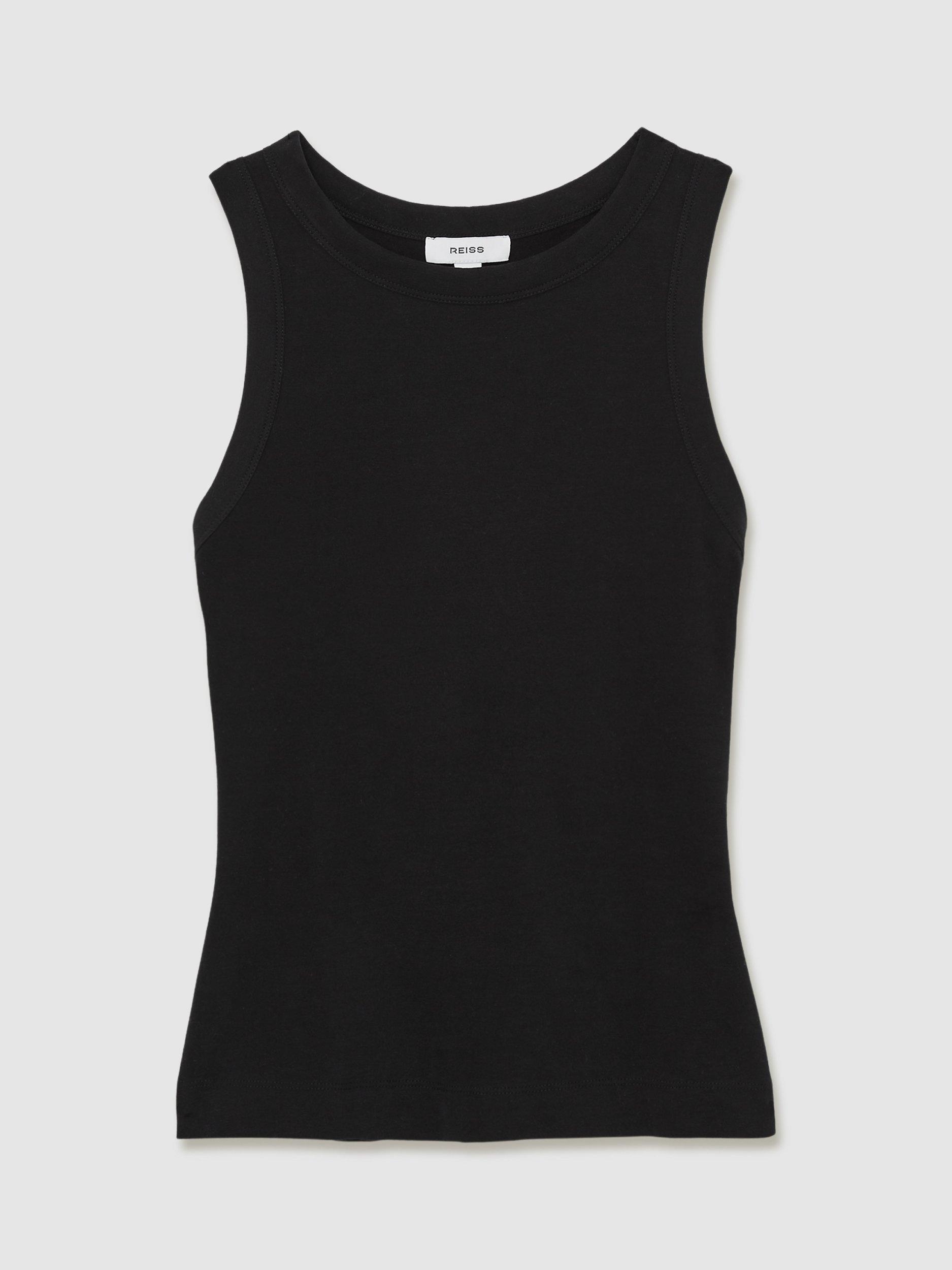Product image 3 of 5, which shows Reiss Betty Racerback Vest Top, Black, XS
