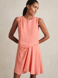 Reiss Elina Draped Mini Dress, Coral