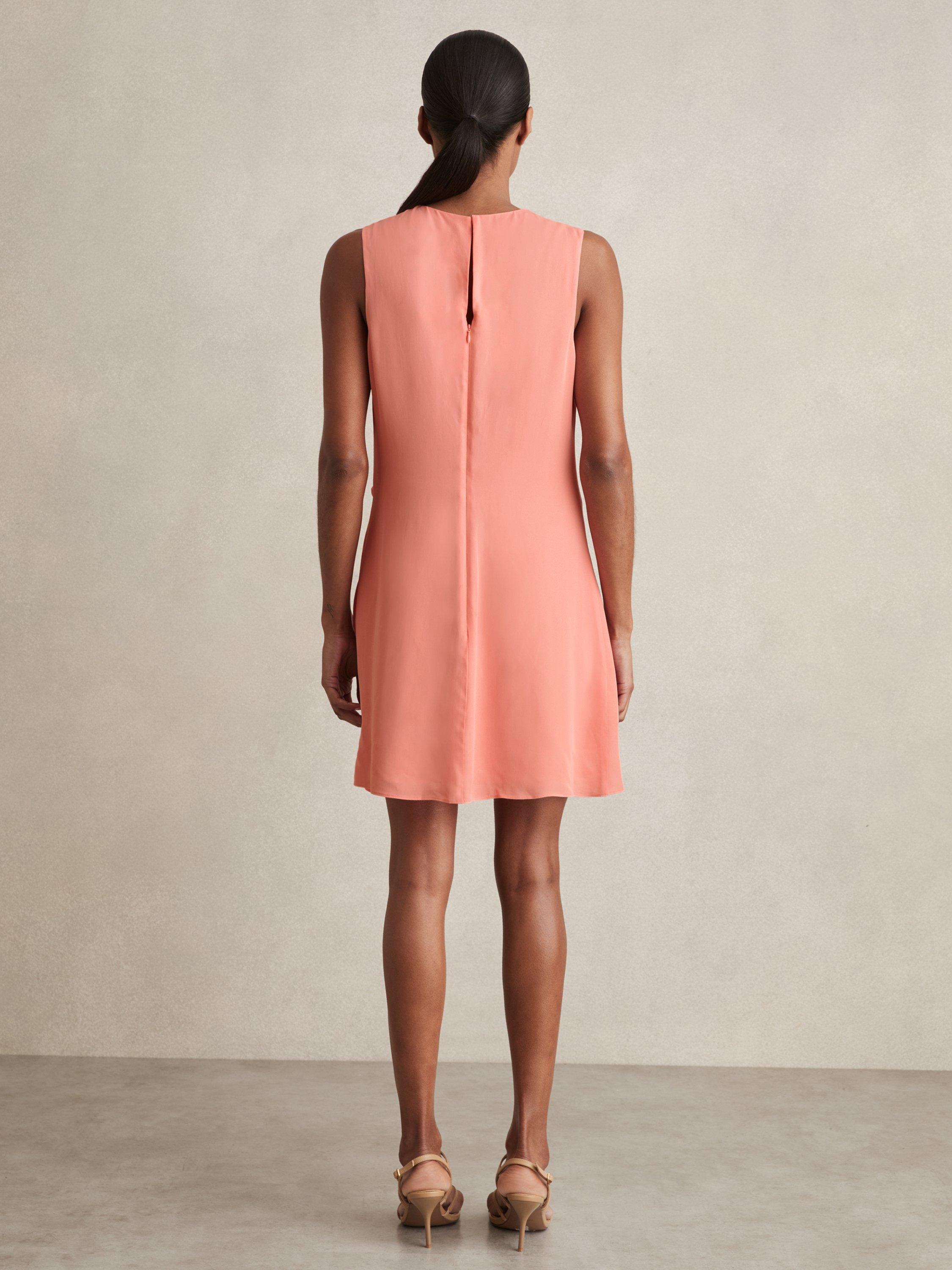 Product image 5 of 5, which shows Reiss Elina Draped Mini Dress, Coral, 6