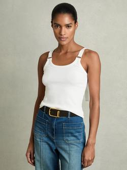 Reiss Isabella Buckle Detail Vest Top, White, White