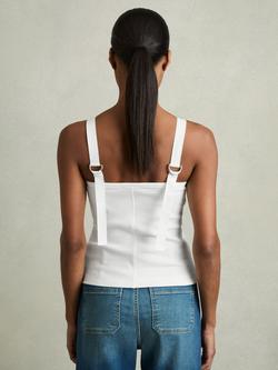 Reiss Isabella Buckle Detail Vest Top, White - view 2, White