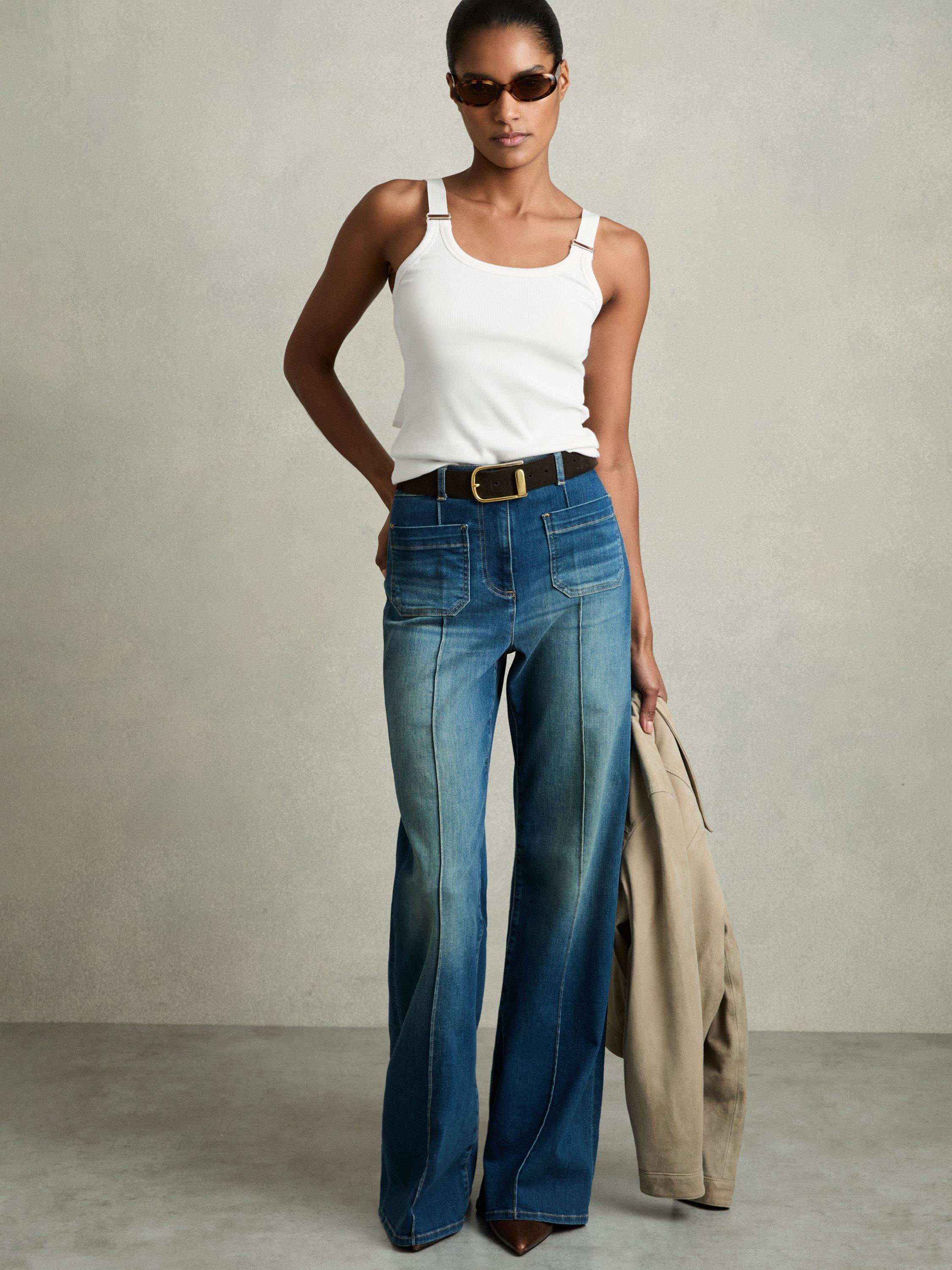 Product image 4 of 5, which shows Reiss Isabella Buckle Detail Vest Top, White, XS