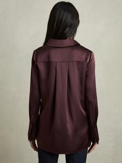 Reiss Hailey Pure Silk Shirt, Burgundy - view 2, Burgundy