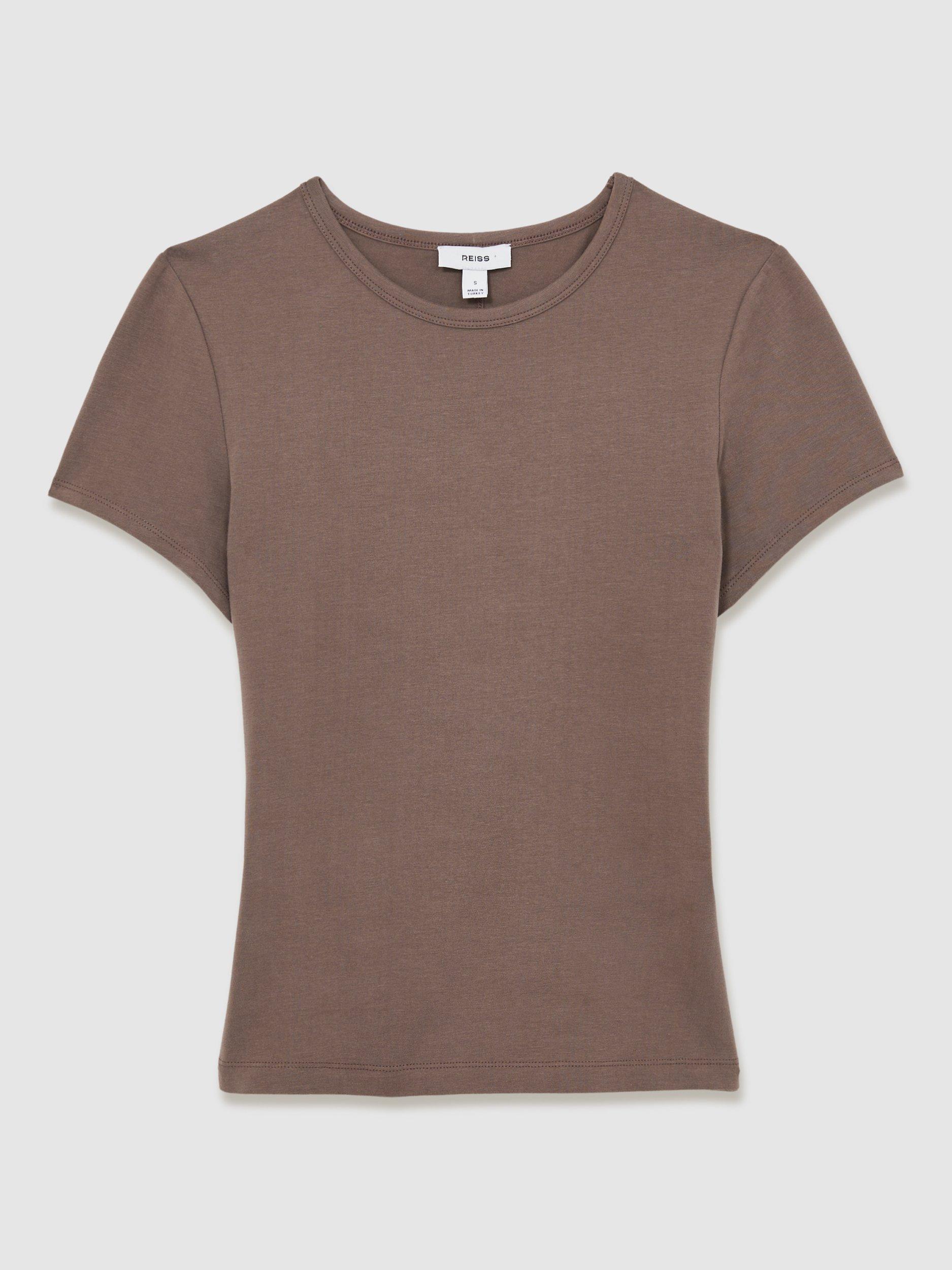 Product image 3 of 5, which shows Reiss Jolie Short Sleeve T-Shirt, Mink, XS