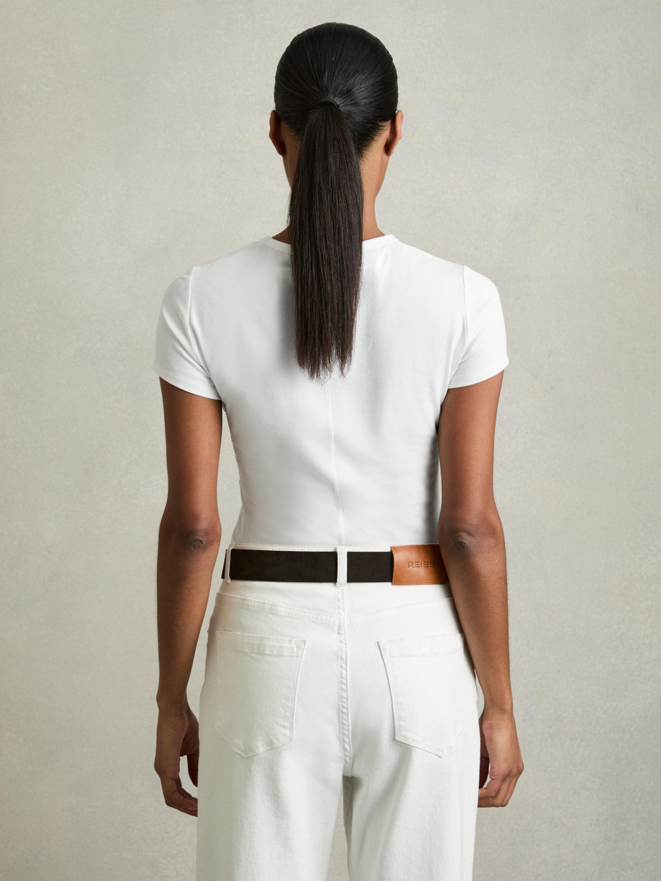 Product image 2 of 5, which shows Reiss Jolie Short Sleeve T-Shirt, White, XS