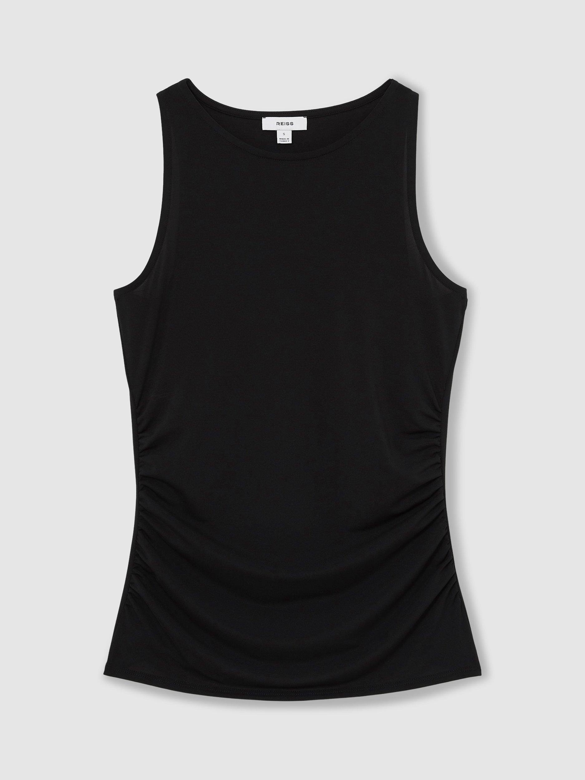 Product image 3 of 5, which shows Reiss Madelynne Ruched Side Jersey Top, Black, XS