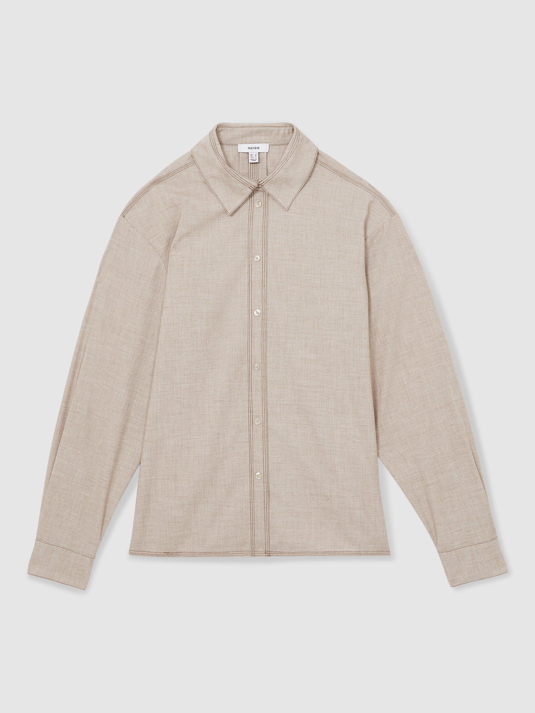 Product image 3 of 5, which shows Reiss Nova Long Sleeve Shirt, Neutral, 6