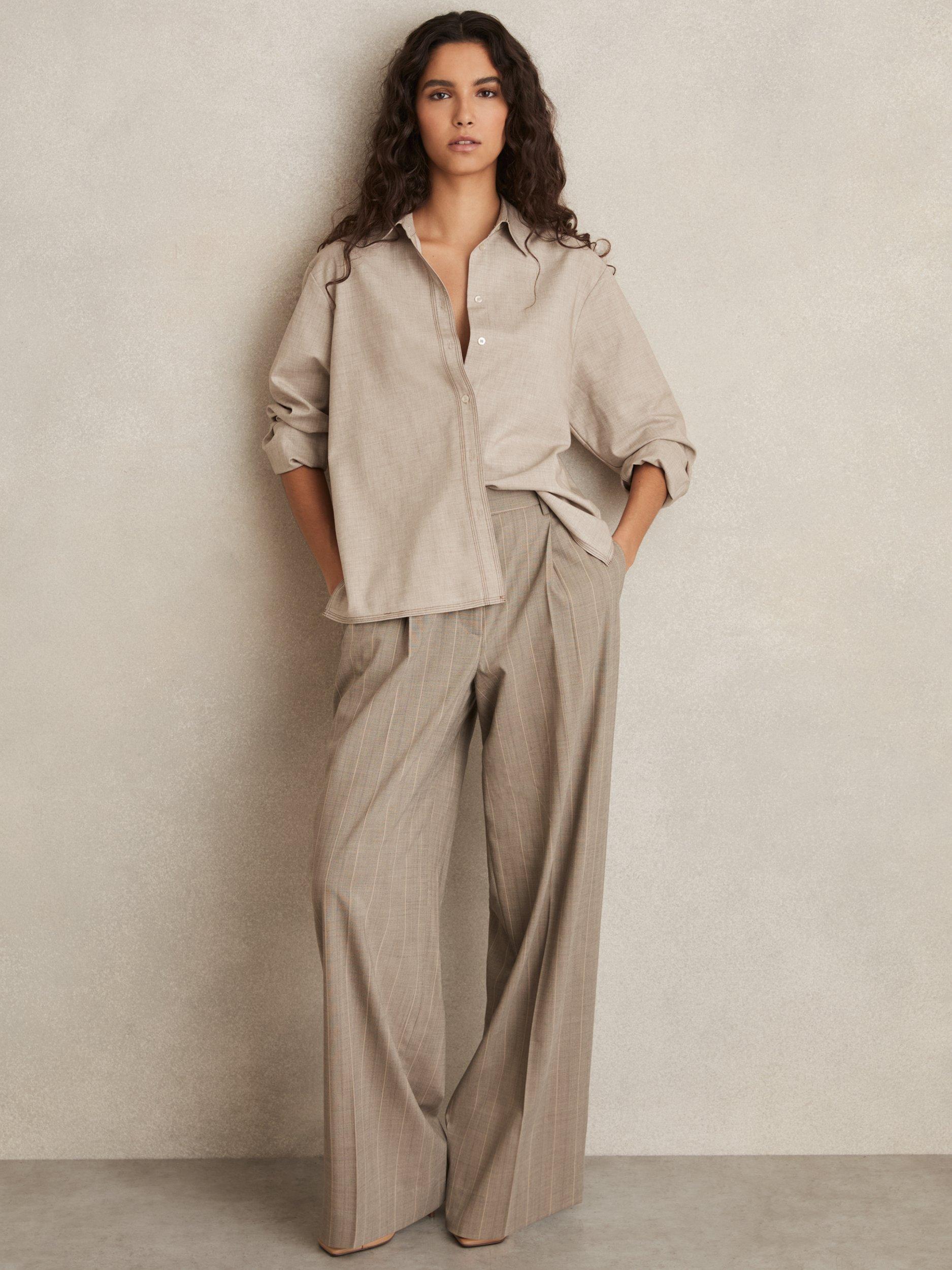 Product image 4 of 5, which shows Reiss Nova Long Sleeve Shirt, Neutral, 6