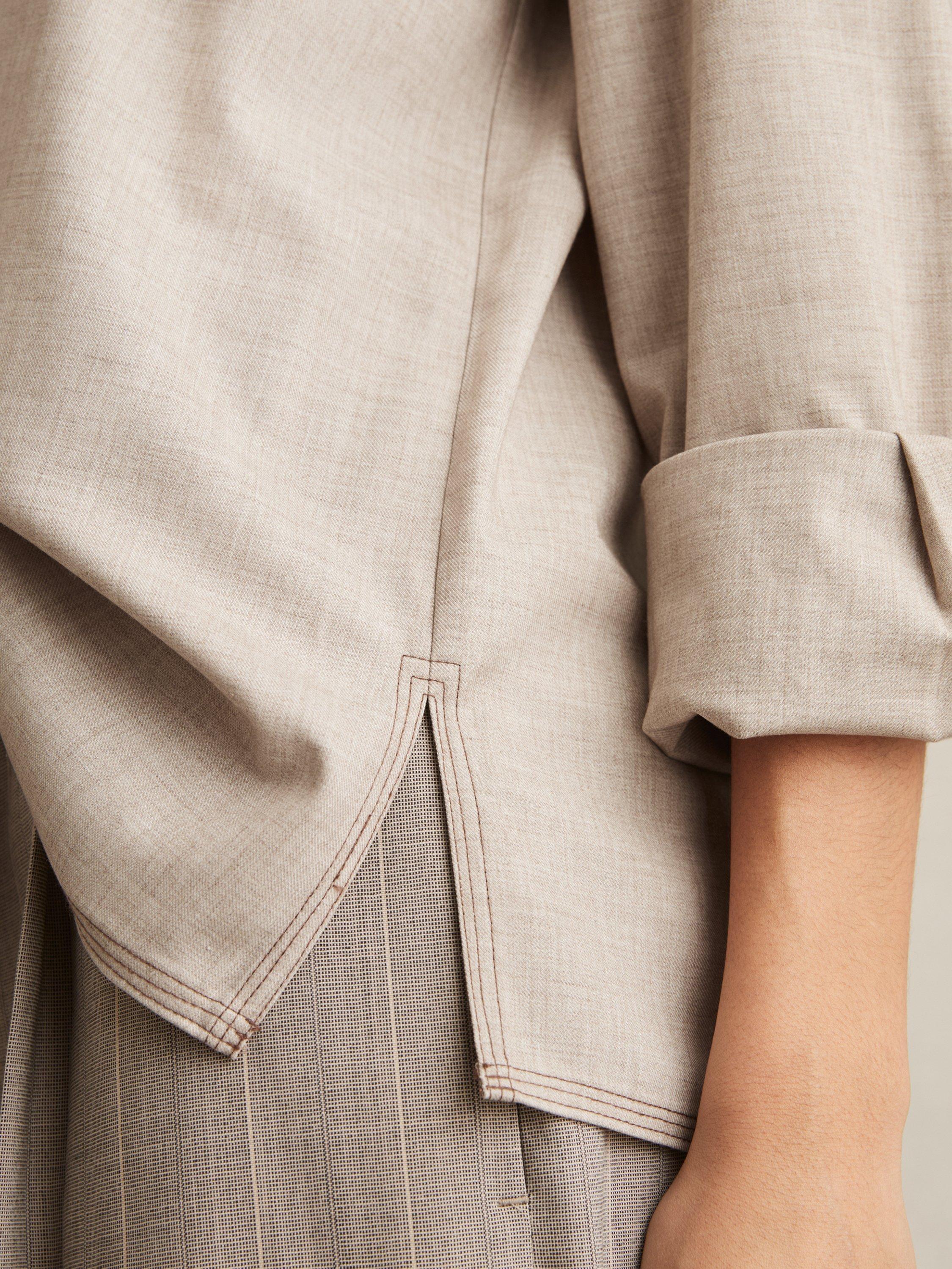 Product image 5 of 5, which shows Reiss Nova Long Sleeve Shirt, Neutral, 6