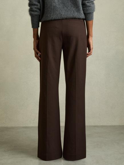 Reiss Claude Flared Trousers, Chocolate Brown - view 2, Chocolate Brown