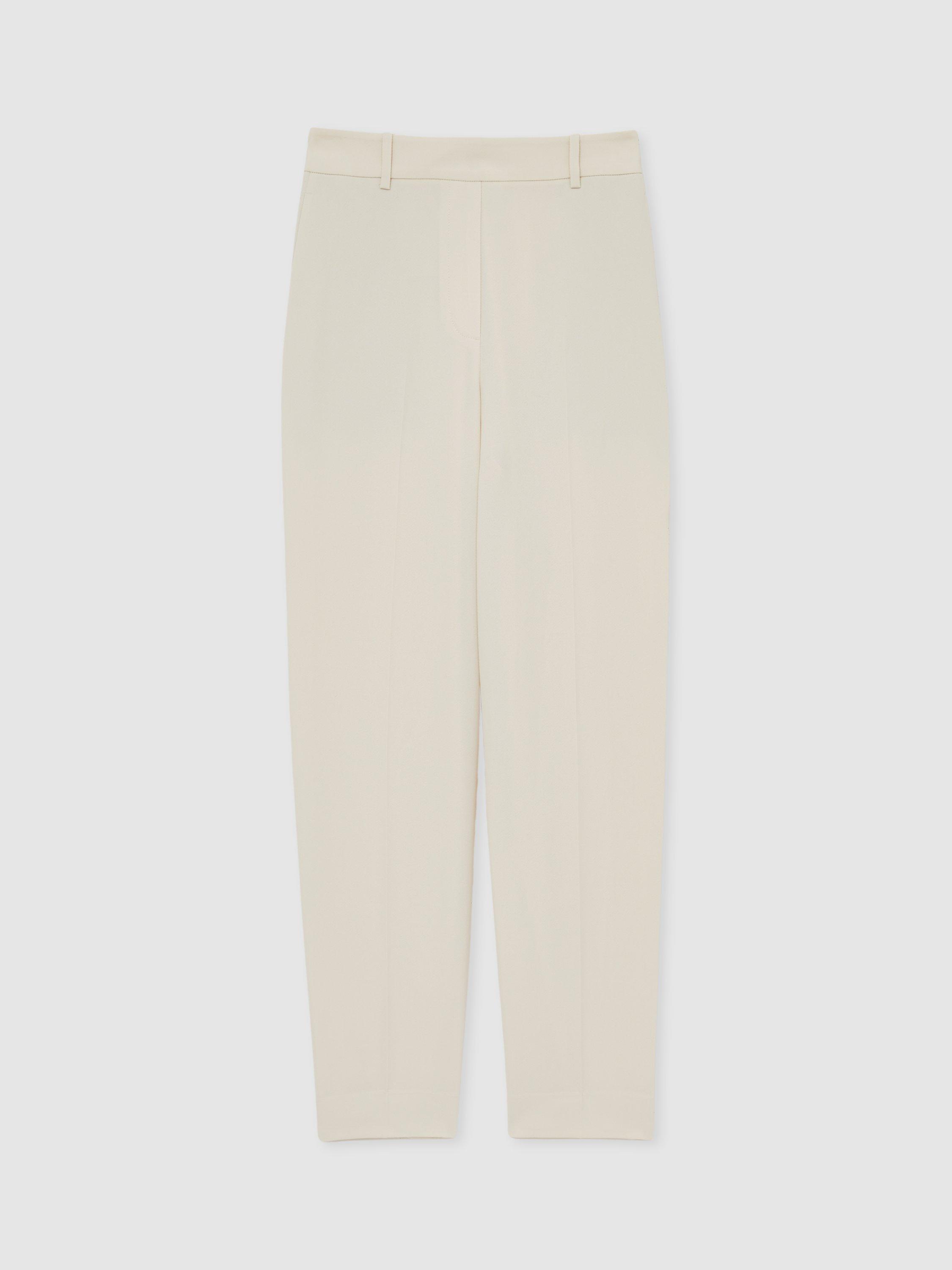 Product image 2 of 4, which shows Reiss Eve Tapered Tailored Trousers, Cream, 8R