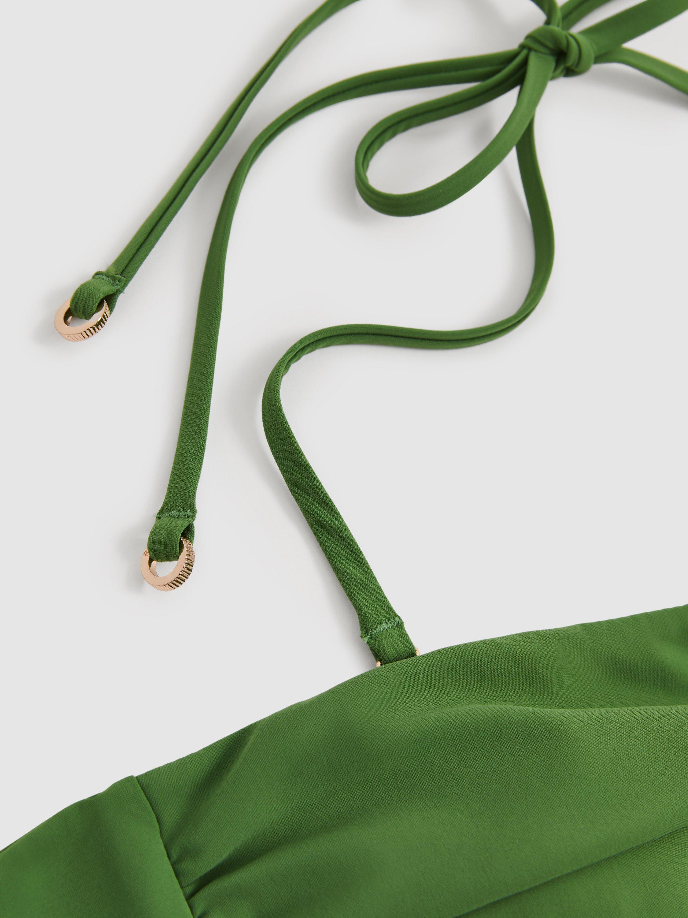 Product image 2 of 5, which shows Reiss Ari Bandeau Bikini Top, Green, 6