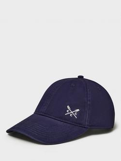 Crew Clothing Logo Garment Dyed Baseball Cap, Navy Blue, Navy Blue