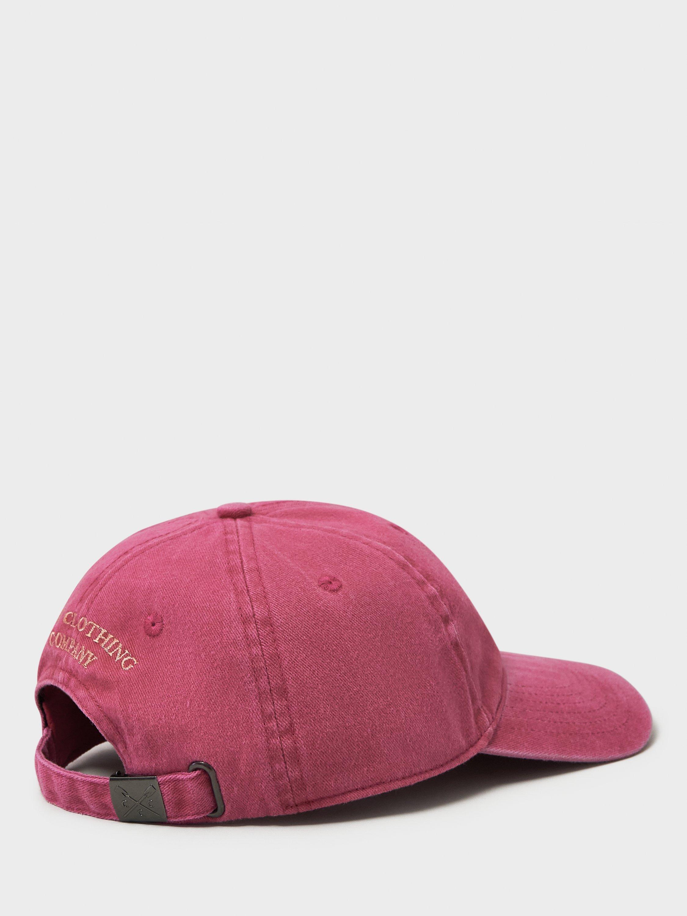 Product image 3 of 3, which shows Crew Clothing Embroidered Logo Garment Dyed Baseball Cap, Red Wine, One Size