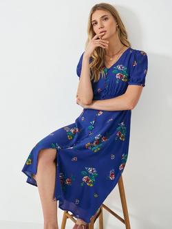 Crew Clothing Lola Floral Tea Dress, Blue, Blue