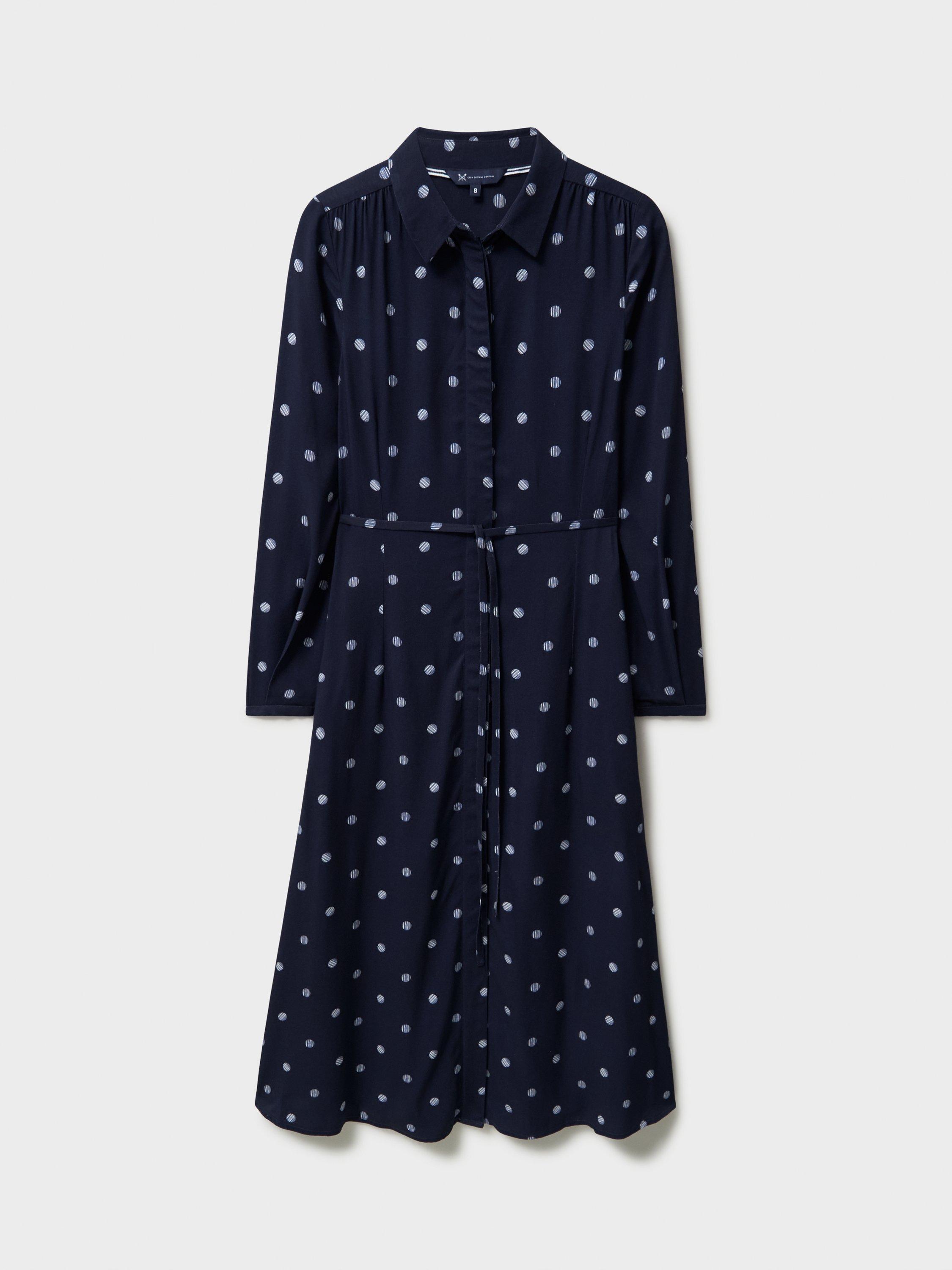 Product image 5 of 5, which shows Crew Clothing Olivia Polka Dot Shirt Dress, Navy Blue, 6